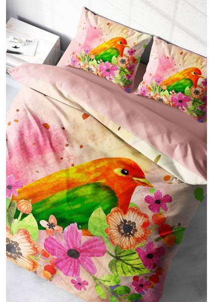 Çift Kişilik Lastikli Çarşaflı Pamuk Saten Bird Nest Nevresim Takımı modelleri
