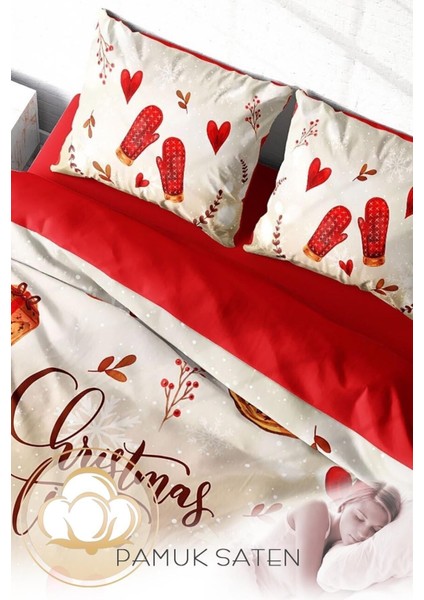 Yılbaşı (Lastikli Çarşaflı) Çift Kişilik Pamuk Saten Time Nevresim Takımı fırsatları
