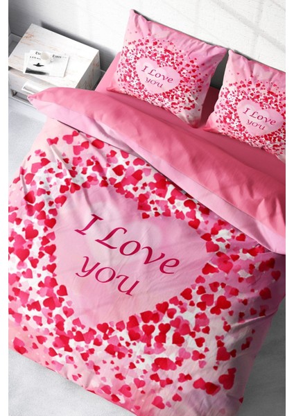 Çift Kişilik Sık Dokuma Pamuk Saten 3D Özel Tasarım Sevgililer Günü Nevresim Takımı