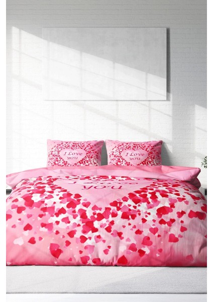 Çift Kişilik Sık Dokuma Pamuk Saten 3D Özel Tasarım Sevgililer Günü Nevresim Takımı fiyatları