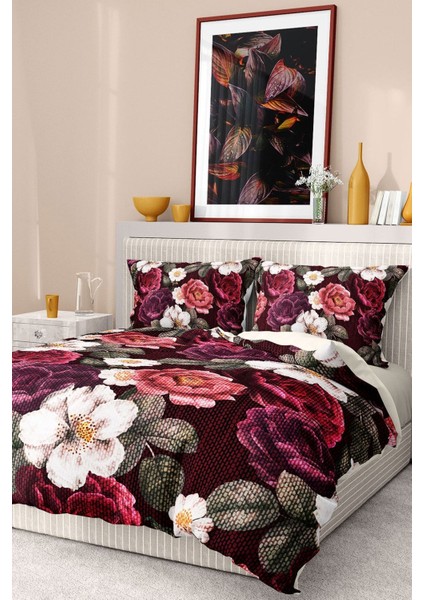 Pamuk Saten Lastikli Çarşaf Deluxe Çift Kişilik 3D Goblen Nevresim Takımı