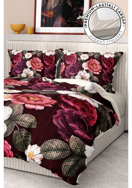 Pamuk Saten Lastikli Çarşaf Deluxe Çift Kişilik 3D Goblen Nevresim Takımı fiyatları