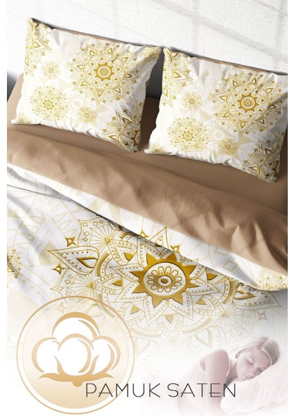 Doğal Pamuk Çift Kişilik 3D Digital Gold Luxury Nevresim Takımı fırsatları
