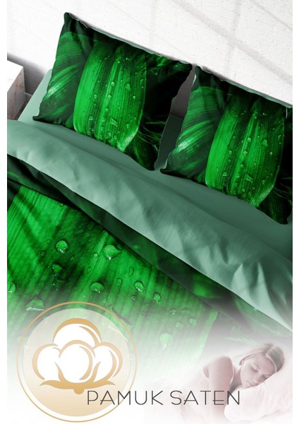 Doğal Pamuk Çift Kişilik 3D Digital Drop Leaf Nevresim Takımı fırsatları