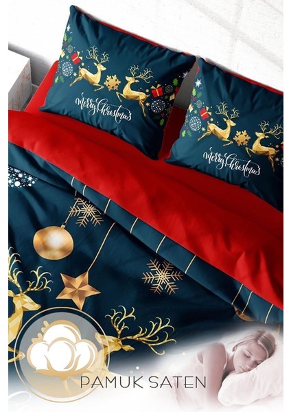Yılbaşı Süsü Dark Deer Noel Pamuk Saten 3D Çift Kişilik Nevresim Takımı fırsatları