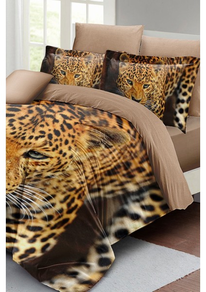 Lastikli Çarşaflı Pamuk Saten Çift Kişilik Wild Tiger Nevresim Takımı modelleri