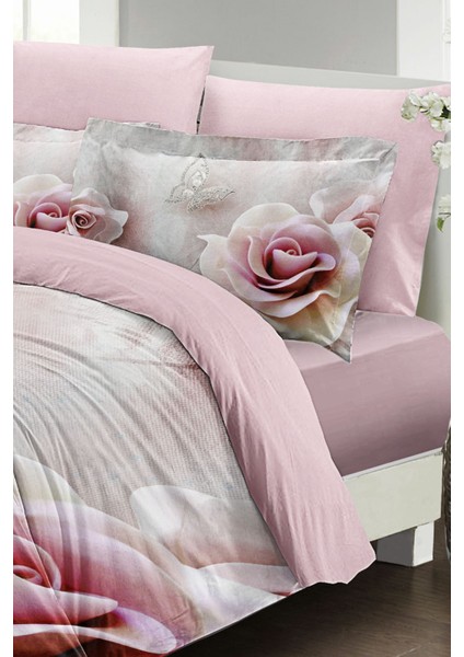 Çift Kişilik Sık Dokuma Pamuk Saten 3D Özel Tasarım Wildrose Nevresim Takımı modelleri