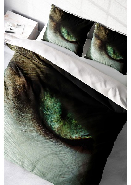 Çift Kişilik Sık Dokuma Pamuk Saten 3D Özel Tasarım Cateye Nevresim Takımı