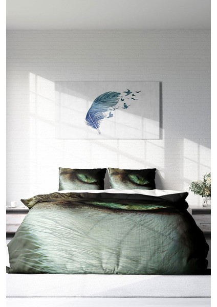 Çift Kişilik Sık Dokuma Pamuk Saten 3D Özel Tasarım Cateye Nevresim Takımı modelleri