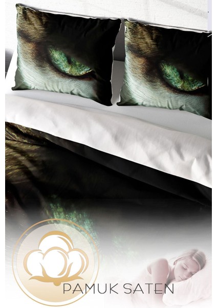 Çift Kişilik Sık Dokuma Pamuk Saten 3D Özel Tasarım Cateye Nevresim Takımı fırsatları