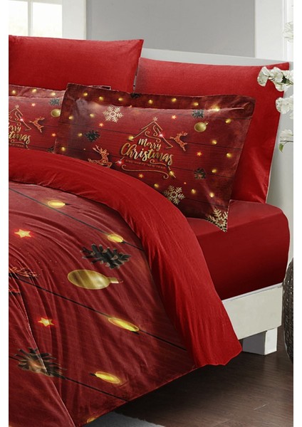 Yılbaşı Çift Kişilik Nevresim Lastikli Çarşaflı Pamuk Saten Tree Noel Nevresim Takımı fiyatları