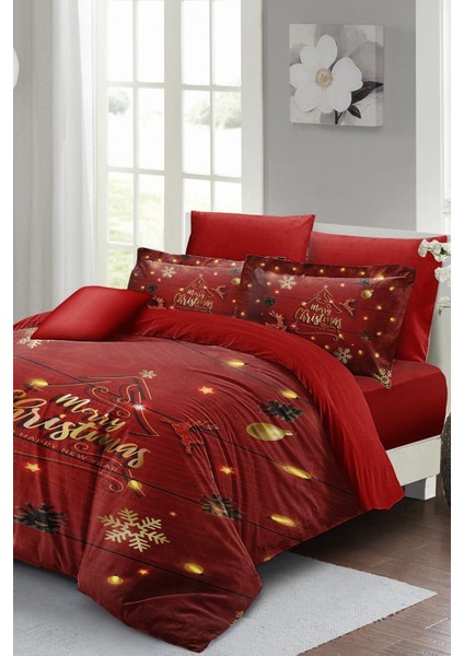 Yılbaşı Çift Kişilik Nevresim Lastikli Çarşaflı Pamuk Saten Tree Noel Nevresim Takımı modelleri