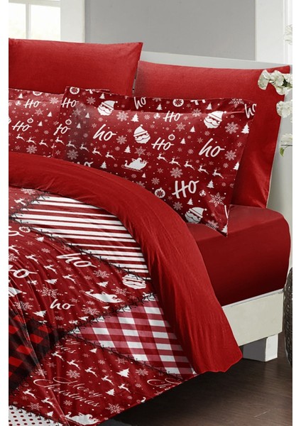 Yılbaşı Çift Kişilik Nevresim Lastikli Çarşaflı Pamuk Saten Ekose Noel Nevresim Takımı fiyatları