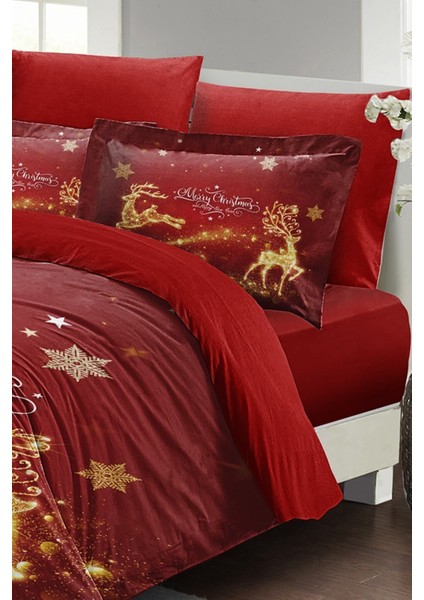 Yılbaşı Çift Kişilik Nevresim Lastikli Çarşaflı Pamuk Saten Deers Noel Nevresim Takımı fiyatları