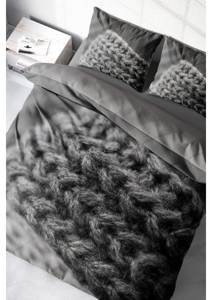 Çift Kişilik Sık Dokuma Pamuk Saten 3D Özel Tasarım Örgü2 Çarşafsız Nevresim Takımı