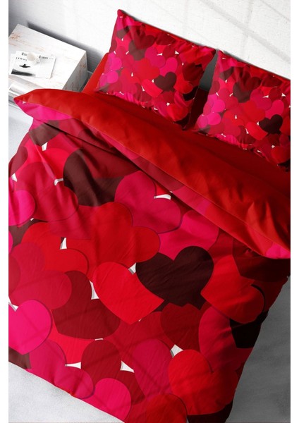 Doğal Pamuk Çift Kişilik 3D Digital Sevgililer Günü Iv Nevresim Takımı