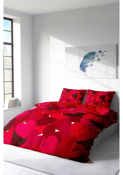 Doğal Pamuk Çift Kişilik 3D Digital Sevgililer Günü Iv Nevresim Takımı fiyatları