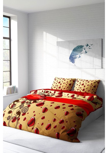 Doğal Pamuk Çift Kişilik 3D Digital Sevgililer Günü Vı Nevresim Takımı fiyatları