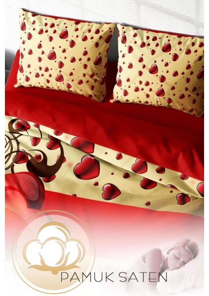 Doğal Pamuk Çift Kişilik 3D Digital Sevgililer Günü Vı Nevresim Takımı fırsatları