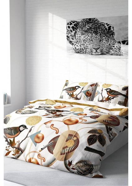 Doğal Pamuk Çift Kişilik 3D Digital Bird Circle Nevresim Takımı fiyatları