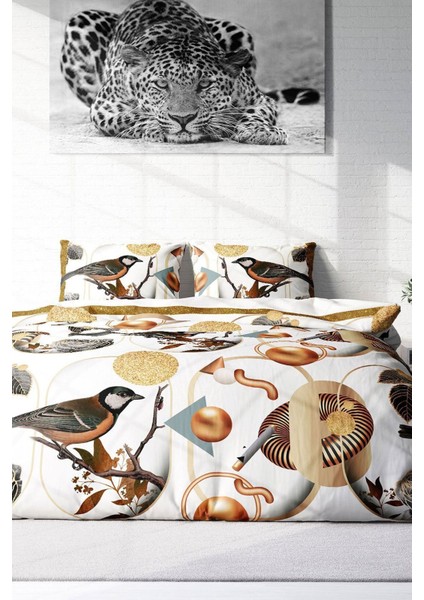 Doğal Pamuk Çift Kişilik 3D Digital Bird Circle Nevresim Takımı modelleri