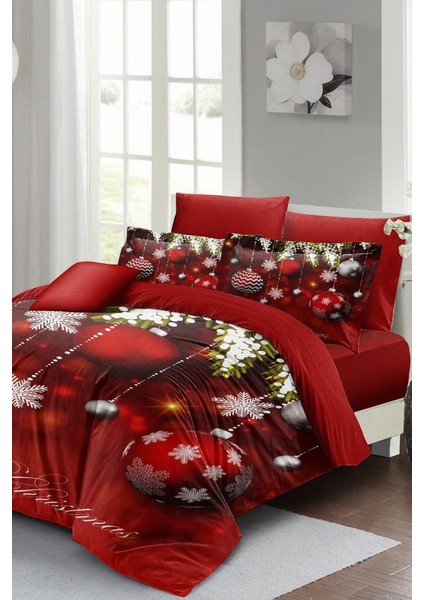 Yılbaşı (Lastikli Çarşaflı) Çift Kişilik Pamuk Saten Balls Nevresim Takımı