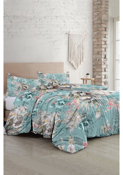 Çift Kişilik Lastikli Çarşaflı Pamuk Saten Floral Desing Luxury Nevresim Takımı fiyatları