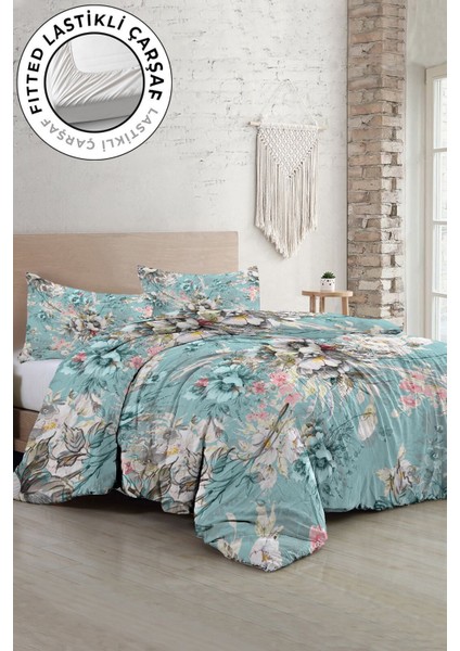 Çift Kişilik Lastikli Çarşaflı Pamuk Saten Floral Desing Luxury Nevresim Takımı modelleri