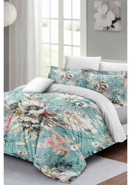 Çift Kişilik Lastikli Çarşaflı Pamuk Saten Floral Desing Luxury Nevresim Takımı fırsatları