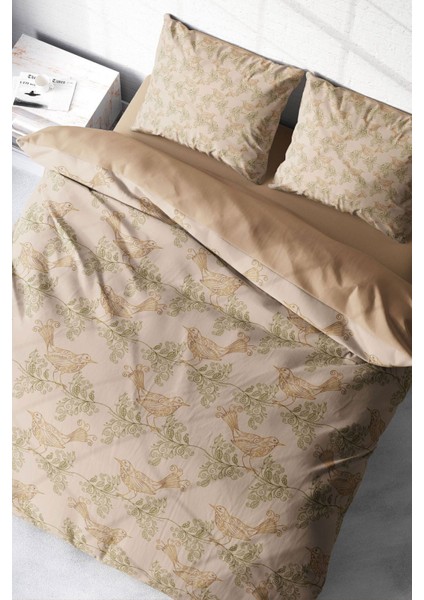 Doğal Pamuk Çift Kişilik 3D Digital Bird Desing Nevresim Takımı