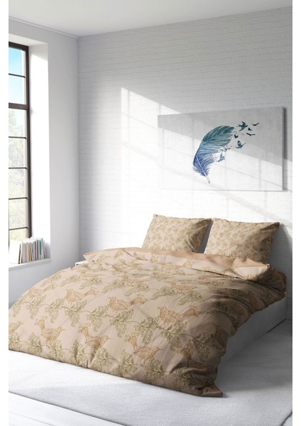 Doğal Pamuk Çift Kişilik 3D Digital Bird Desing Nevresim Takımı fiyatları