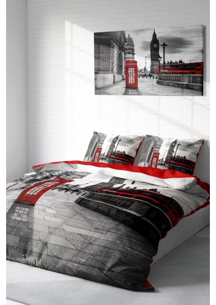 Çift Kişilik Sık Dokuma Pamuk Saten 3D Özel Tasarım London Nevresim Takımı fiyatları