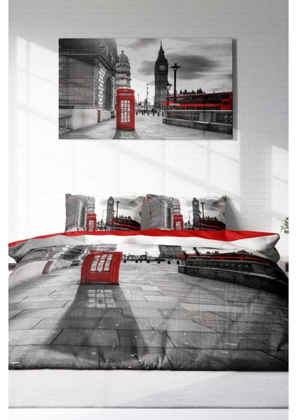 Çift Kişilik Sık Dokuma Pamuk Saten 3D Özel Tasarım London Nevresim Takımı modelleri