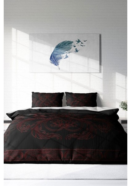 Çift Kişilik Sık Dokuma Pamuk Saten 3D Özel Tasarım Black Baroque Nevresim Takımı modelleri