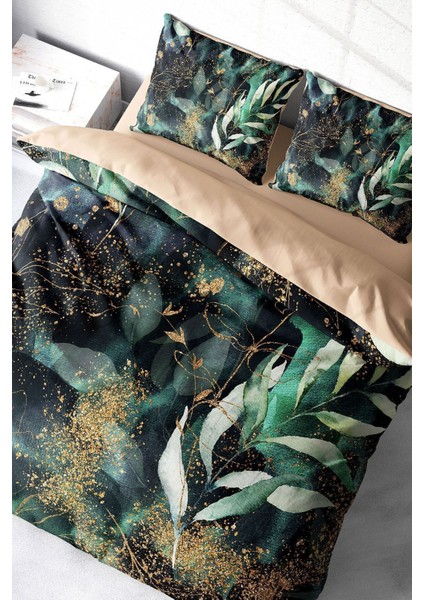 Çift Kişilik Sık Dokuma Pamuk Saten 3D Özel Tasarım Floral Watercolor Nevresim Takımı