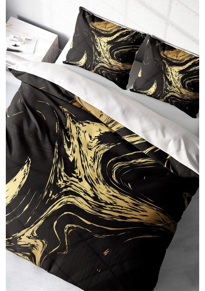 Çift Kişilik Lastikli Çarşaflı Pamuk Saten Black Design Nevresim Takımı modelleri