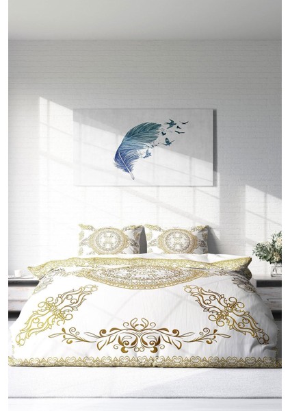 Çift Kişilik Sık Dokuma Pamuk Saten 3D Özel Tasarım Gold Baraque Klasik Nevresim Takımı modelleri