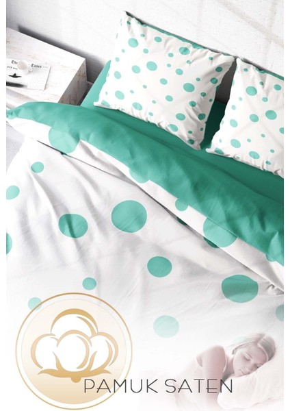 Doğal Pamuk Çift Kişilik 3D Digital Puantiye Nevresim Takımı fırsatları