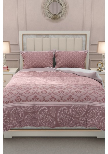 Lastikli Çarşaflı Pamuk Saten Çift Kişilik Pink Simurg Nevresim Takımı fiyatları