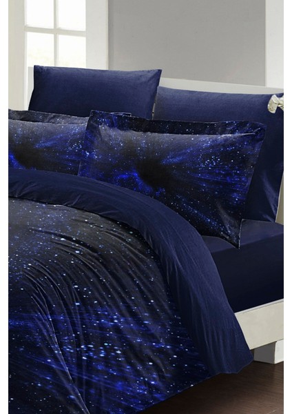 Çift Kişilik Sık Dokuma Pamuk Saten 3D Özel Tasarım Blue Nıght Nevresim Takımı fiyatları