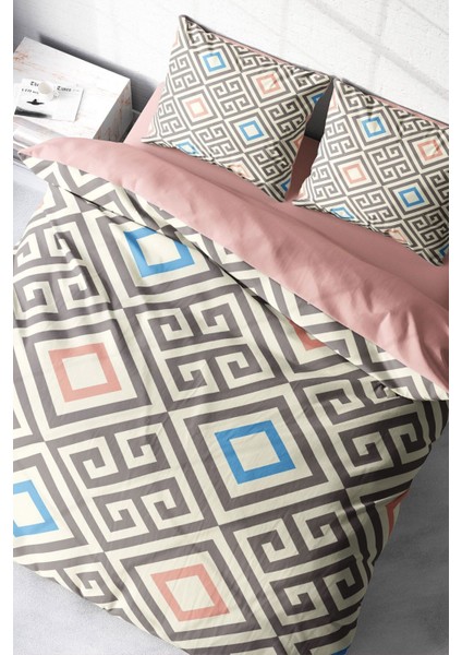 Çift Kişilik Sık Dokuma Pamuk Saten 3D Özel Tasarım Geometric Modern Nevresim Takımı