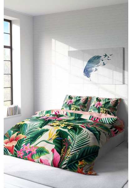 Doğal Pamuk Çift Kişilik 3D Digital Lily Nevresim Takımı fiyatları