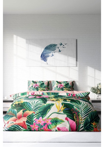 Doğal Pamuk Çift Kişilik 3D Digital Lily Nevresim Takımı modelleri