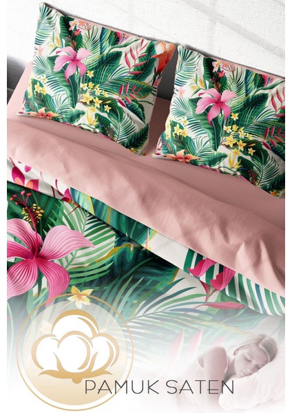 Doğal Pamuk Çift Kişilik 3D Digital Lily Nevresim Takımı fırsatları