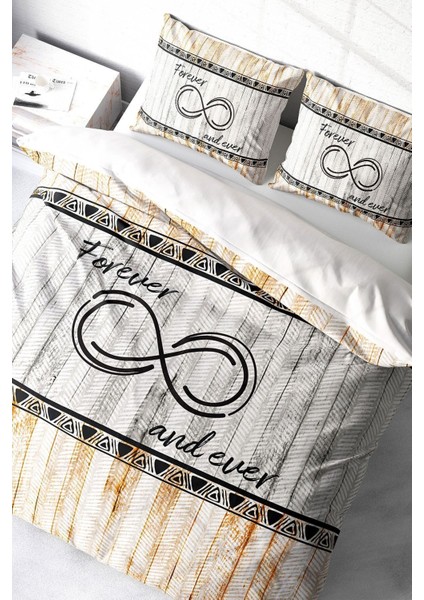 Doğal Pamuk Çift Kişilik 3D Digital Forever And Ever Nevresim Takımı