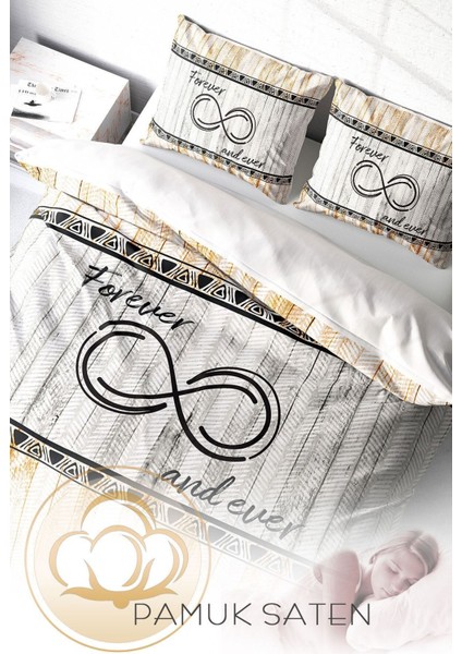 Doğal Pamuk Çift Kişilik 3D Digital Forever And Ever Nevresim Takımı fırsatları