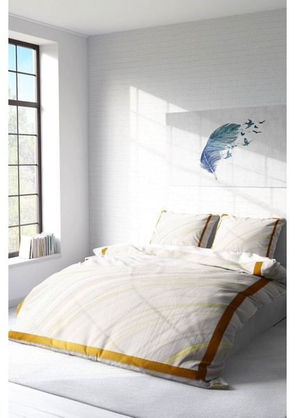Doğal Pamuk Çift Kişilik 3D Digital Marble White Nevresim Takımı