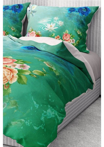 Pamuk Saten Lastikli Çarşaf Deluxe Çift Kişilik 3D Flowers Nevresim Takımı fırsatları