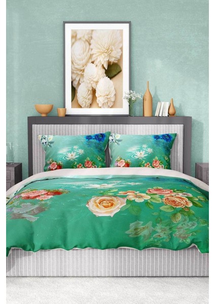 Pamuk Saten Lastikli Çarşaf Deluxe Çift Kişilik 3D Flowers Nevresim Takımı indirimleri
