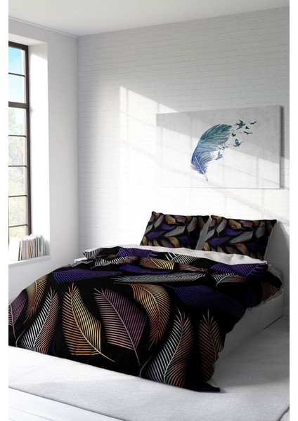 Doğal Pamuk Çift Kişilik 3D Digital Color Leaf Nevresim Takımı fiyatları